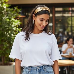 Women's Cross Knot Headband, Metallic Gold